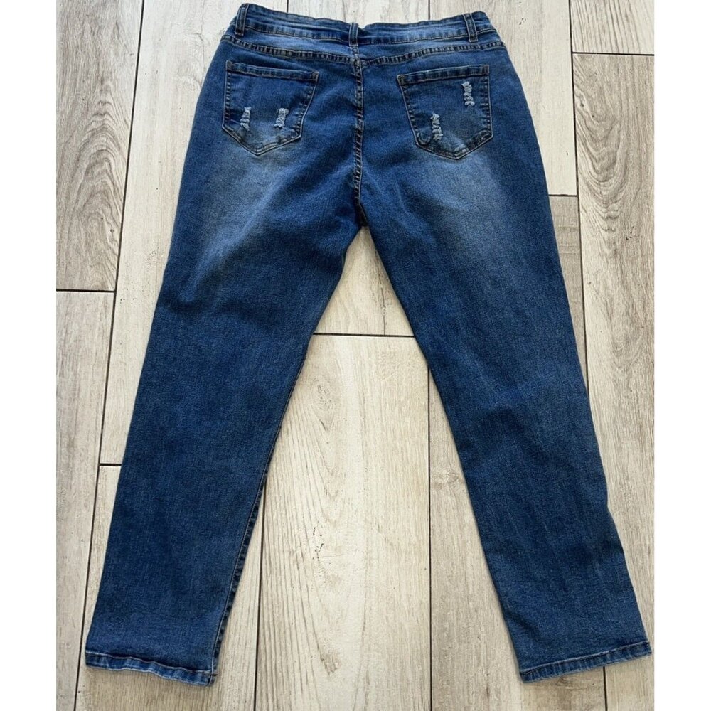Jeans Jeans Women's Jeans XL 35x28 Ripped Blue Stretch Pink Hearts Super Cute - Picture 5 of 5